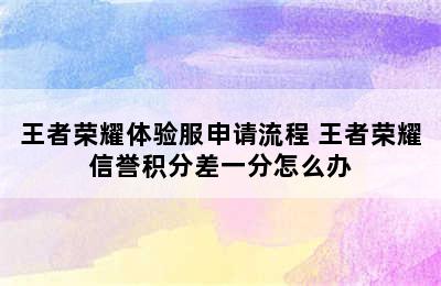 王者荣耀体验服申请流程 王者荣耀信誉积分差一分怎么办